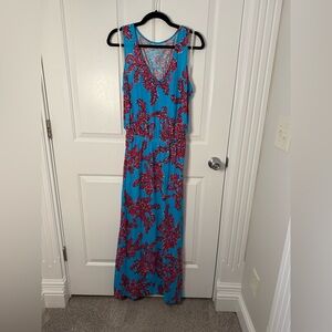 Lilly Pulitzer Searulean Blue Rhode Island Reef  Mills Maxi Dress Size Medium